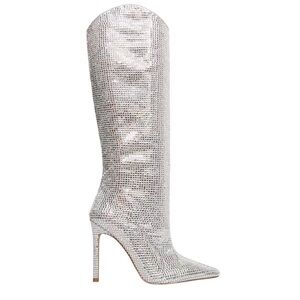 Steve Madden Violetta Glass Rhinestone Tall Pull-On Boots Size 7 Women